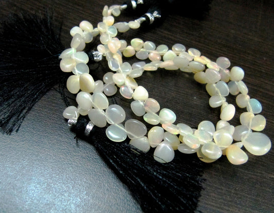 Best Quality Ethiopian Opal Beads heart Shape Plain Briolette beads, Size 6-8mm, Strand 8 inches Long, approx 55 to 60 beads, Fire beads