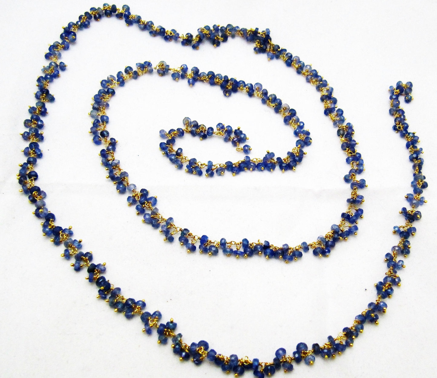 Natural Tanzanite Rondelle Faceted 3mm Beads Chain Cluster Rosary Chain Wire Wrapped Dangling Beaded Sold Per Foot Wholesale Price