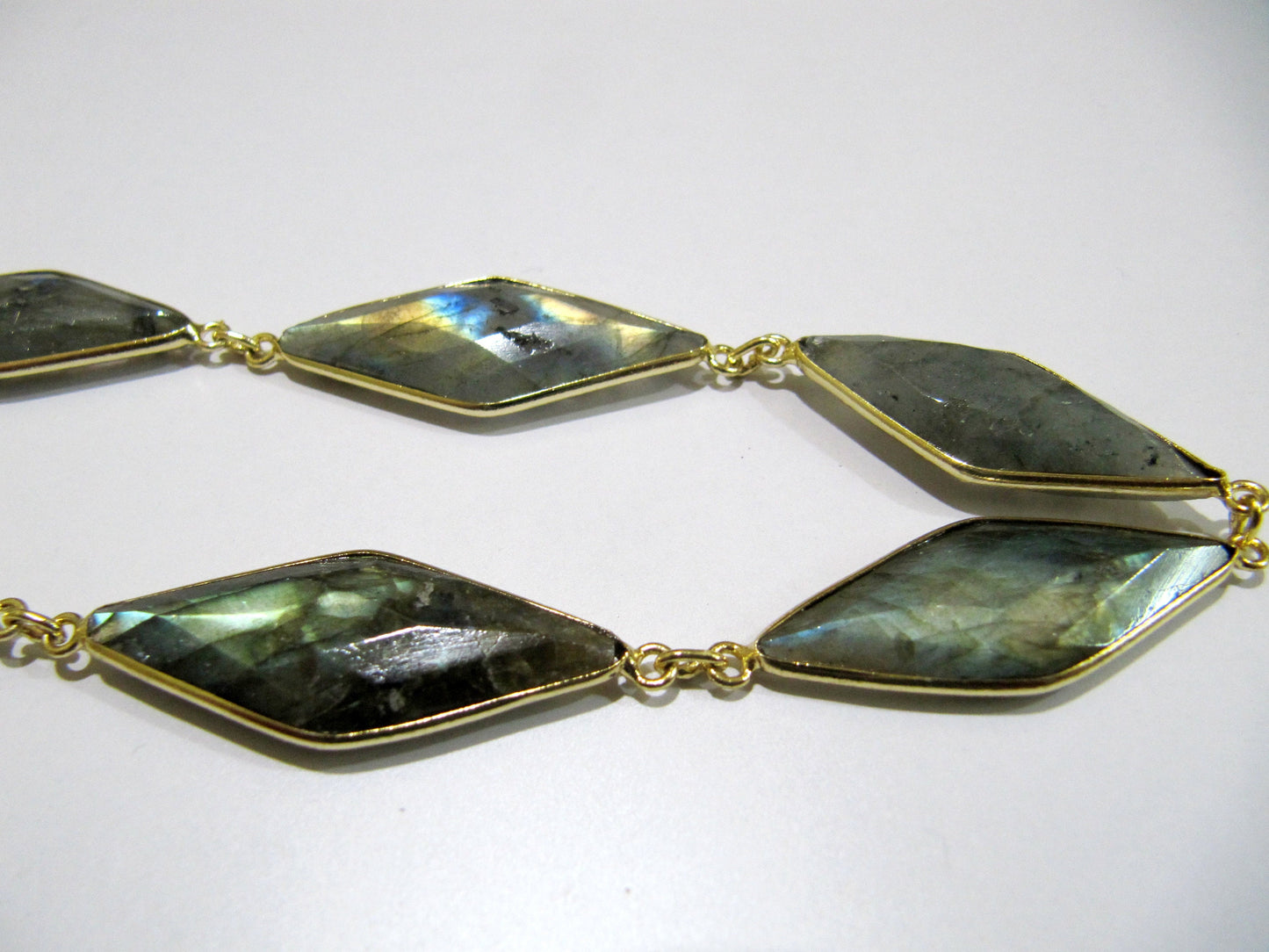 Natural Labradorite  Marquise Fancy Shape Size 14x34mm Laser Cut Briolette Connector Chain Gold/Silver/Black/Rose Gold Plated Sold Per Foot
