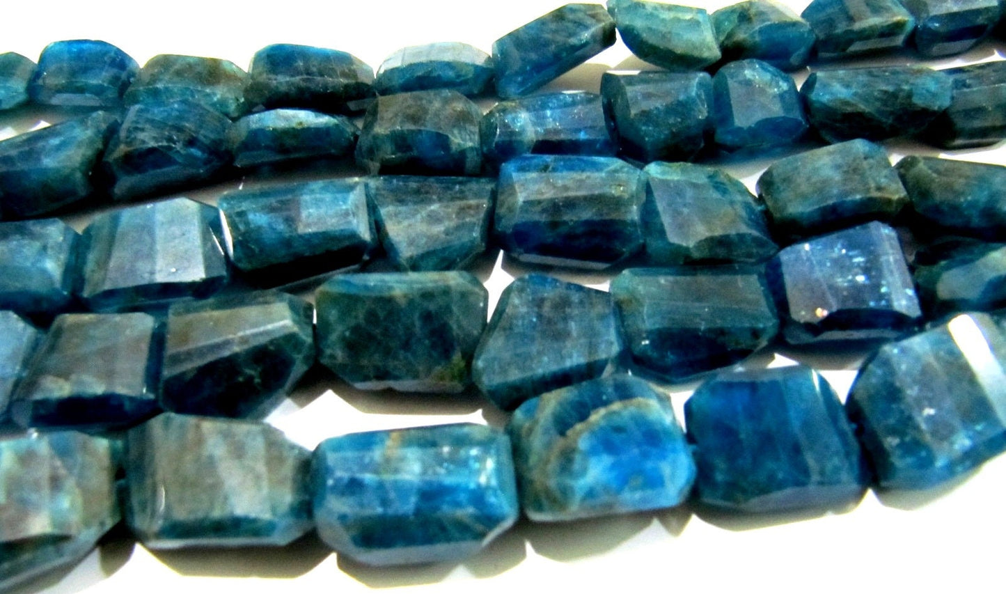 Natural Neon Apatite Laser Cut Beads / Nugget Shape Genuine Neon Apatite Beads 10x15mm to 12x17 mm / Strand 10 inch Semi Precious Gemstones