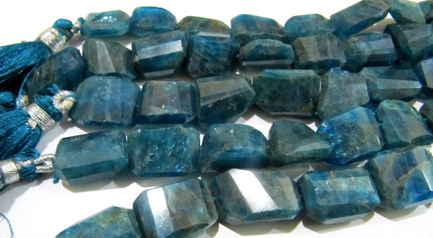 Natural Neon Apatite Laser Cut Beads / Nugget Shape Genuine Neon Apatite Beads 10x15mm to 12x17 mm / Strand 10 inch Semi Precious Gemstones