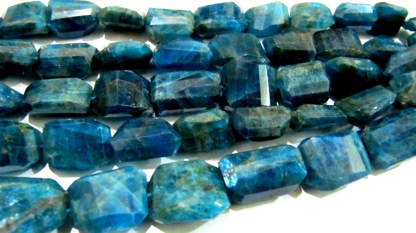 Natural Neon Apatite Laser Cut Beads / Nugget Shape Genuine Neon Apatite Beads 10x15mm to 12x17 mm / Strand 10 inch Semi Precious Gemstones