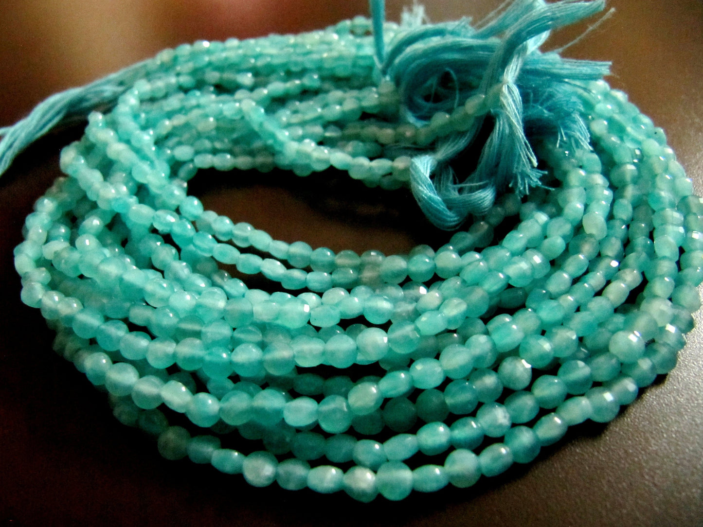 Natural Russian Amazonite Faceted Coin Beads Size Exact 4mm, Micro Size Strand 13 Inches Long, Jewelry Making Wholesale Rate Gemstones