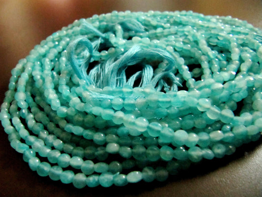 Natural Russian Amazonite Faceted Coin Beads Size Exact 4mm, Micro Size Strand 13 Inches Long, Jewelry Making Wholesale Rate Gemstones