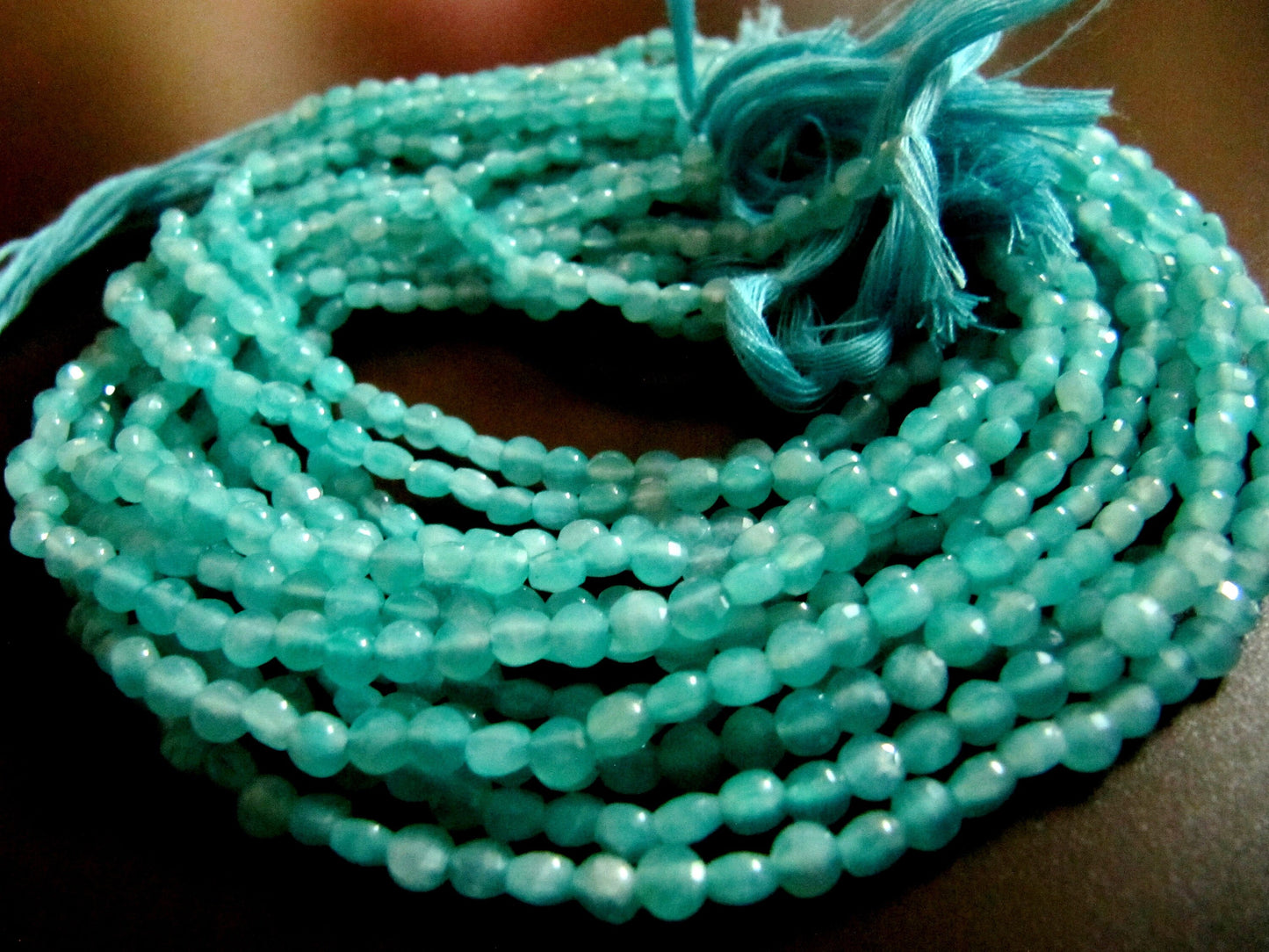 Natural Russian Amazonite Faceted Coin Beads Size Exact 4mm, Micro Size Strand 13 Inches Long, Jewelry Making Wholesale Rate Gemstones