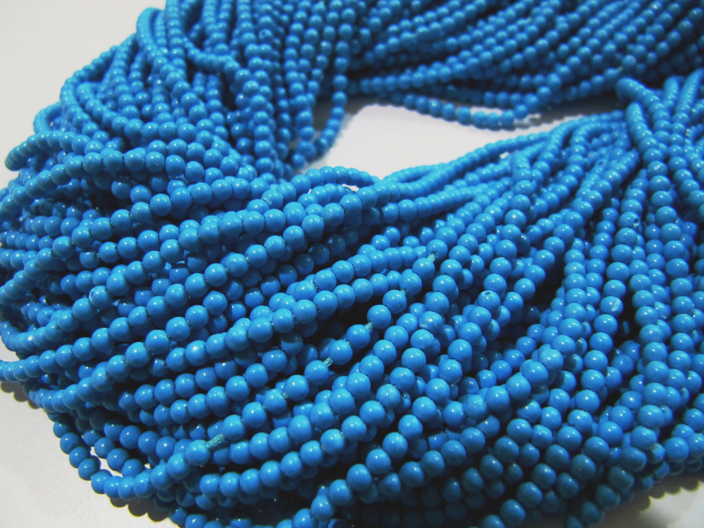 FIVE STRINGS Lab Made Turquoise Beads / Smooth Round Shape Turquoise Beads / Size 2mm/ Sold per Strand 13 to 14 inch long/ Dark Blue Beads