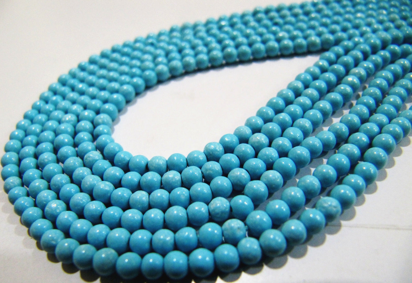 5 STRINGS- Synthetic Turquoise Beads / Smooth Round Shape Turquoise Beads / Size 2mm/ Sold per Strand 13 to 14 inch long/  Blue Beads