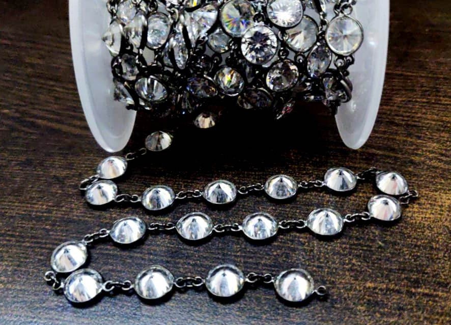 AAA Cubic Zirconia Briolette Round Coin Shape 8mm Bezel Handmade Tiff Connector Chain Sold Per foot CZ Chains top Quality