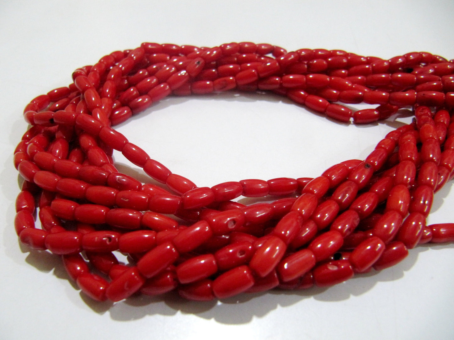 Smooth Tube Shape Gorgeous Red Coral Beads, Size 4x7mm available, sold per string 16 inches Long, Italian Red Coral AAA Quality Gemstones
