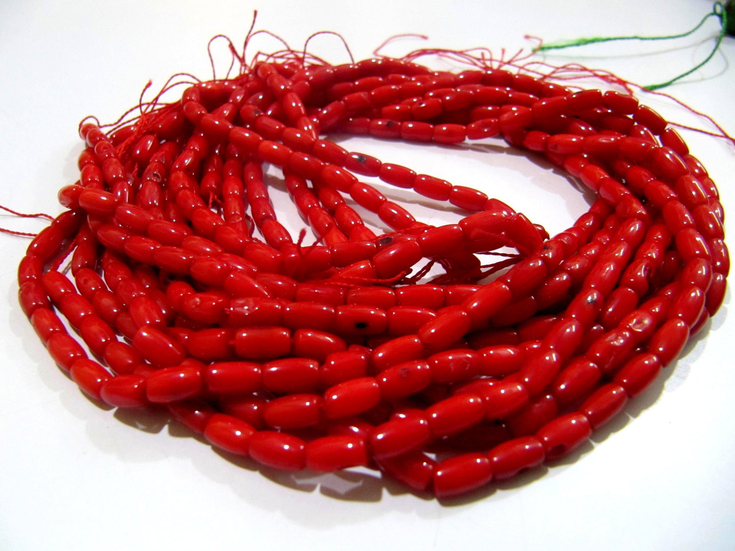Smooth Tube Shape Gorgeous Red Coral Beads, Size 4x7mm available, sold per string 16 inches Long, Italian Red Coral AAA Quality Gemstones