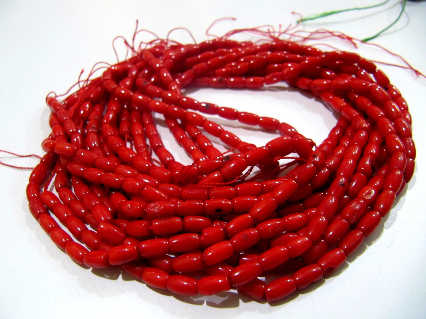 Smooth Tube Shape Gorgeous Red Coral Beads, Size 4x7mm available, sold per string 16 inches Long, Italian Red Coral AAA Quality Gemstones