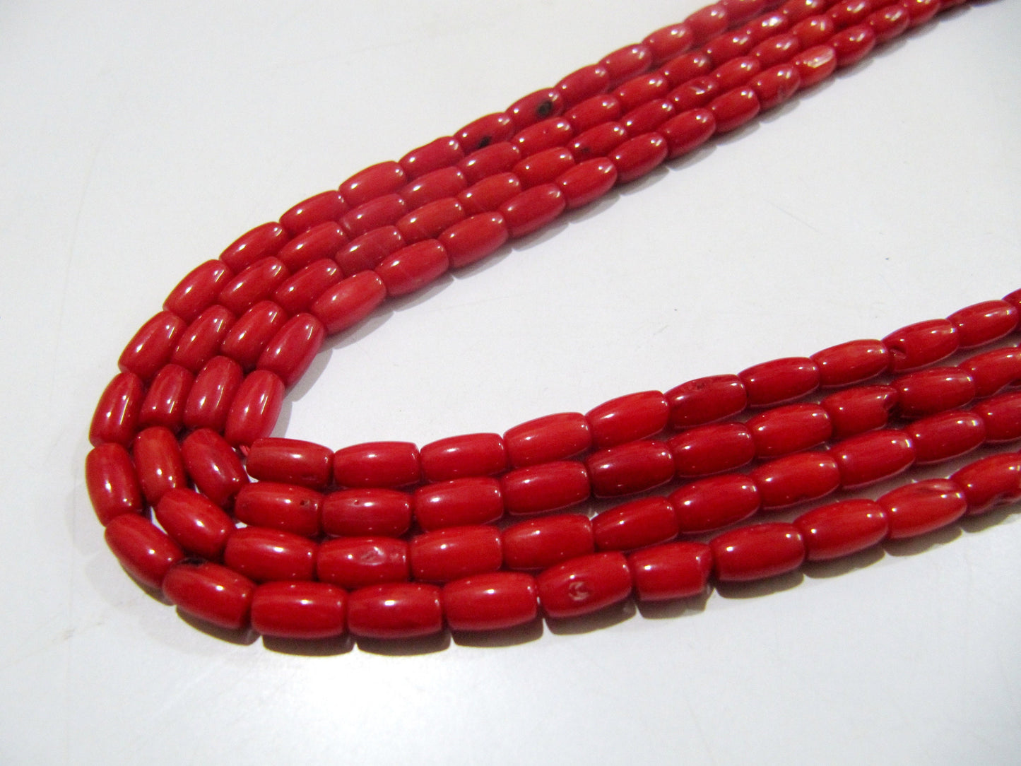 Smooth Tube Shape Gorgeous Red Coral Beads, Size 4x7mm available, sold per string 16 inches Long, Italian Red Coral AAA Quality Gemstones