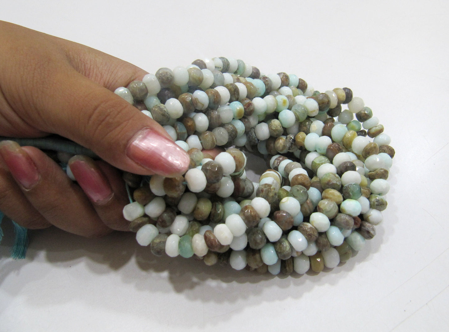 Natural Peruvian Opal Rondelle faceted Beads 6mm best Quality Beads Strand 10 inches Long Jewelry making gemstone beads