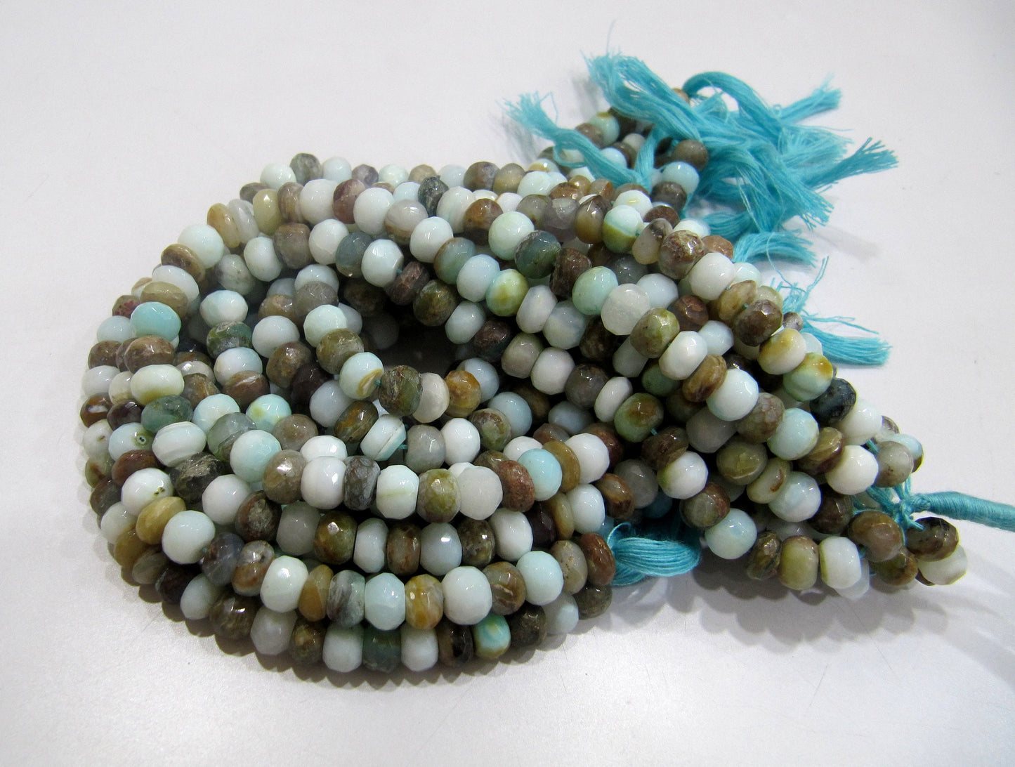Natural Peruvian Opal Rondelle faceted Beads 6mm best Quality Beads Strand 10 inches Long Jewelry making gemstone beads