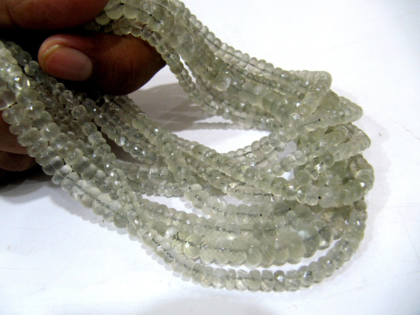 Natural Ceylon Moonstone Rondelle Faceted Beads 5mm Strand 7 inches long Best Quality White gemstone  Beads Wholesale Prices