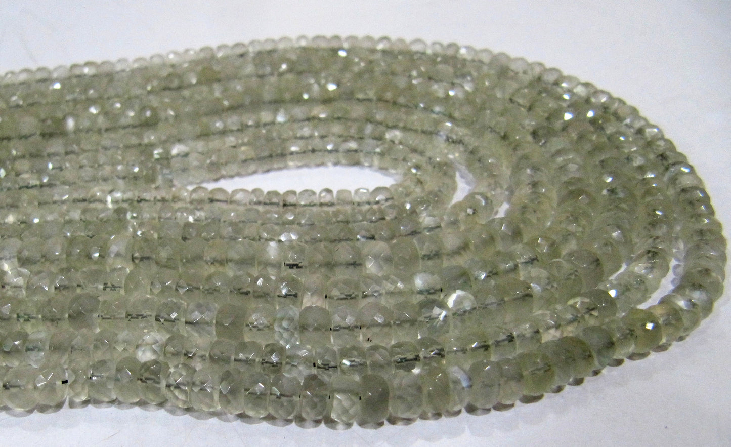Natural Ceylon Moonstone Rondelle Faceted Beads 5mm Strand 7 inches long Best Quality White gemstone  Beads Wholesale Prices