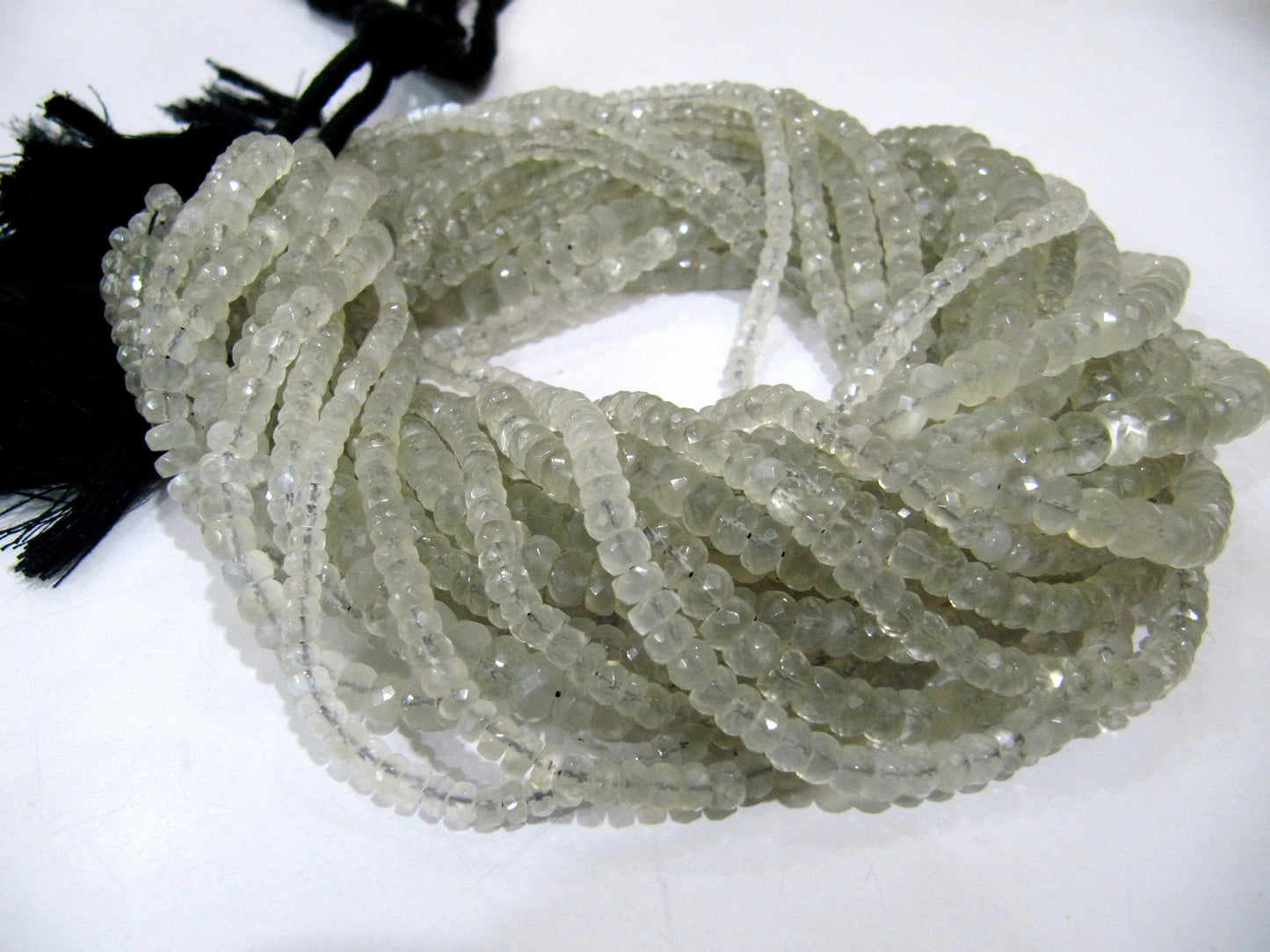 Natural Ceylon Moonstone Rondelle Faceted Beads 5mm Strand 7 inches long Best Quality White gemstone  Beads Wholesale Prices