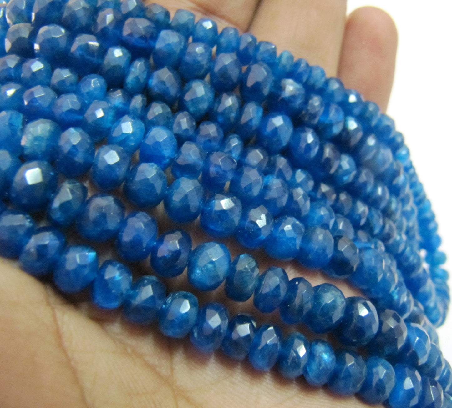 Natural Neon Apatite Rondelle Faceted 5-7mm Graduated Beads Strand 8 inches long Best Quality Wholesale prices jewelry making gemstone beads