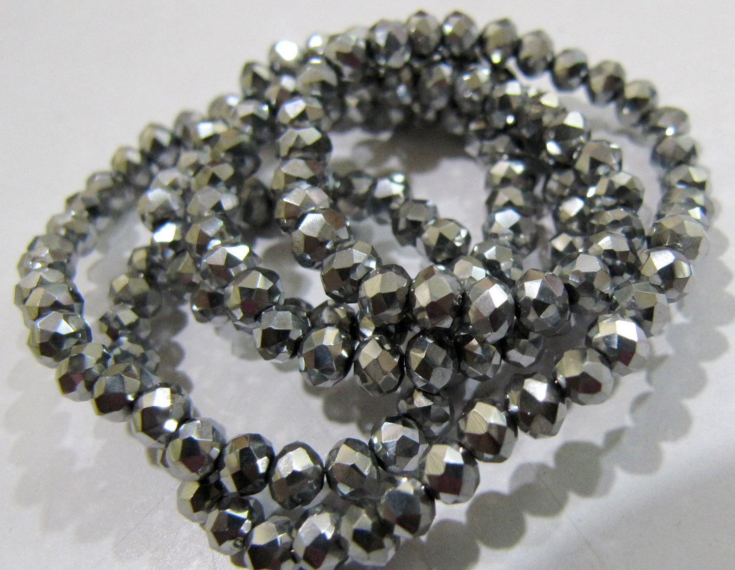 3 Strings - AAA Quality Crystal Glass Silver Pyrite Color Beads Rondelle Faceted Size 3mm Coated Silver Color Hydro Jewelry making beads