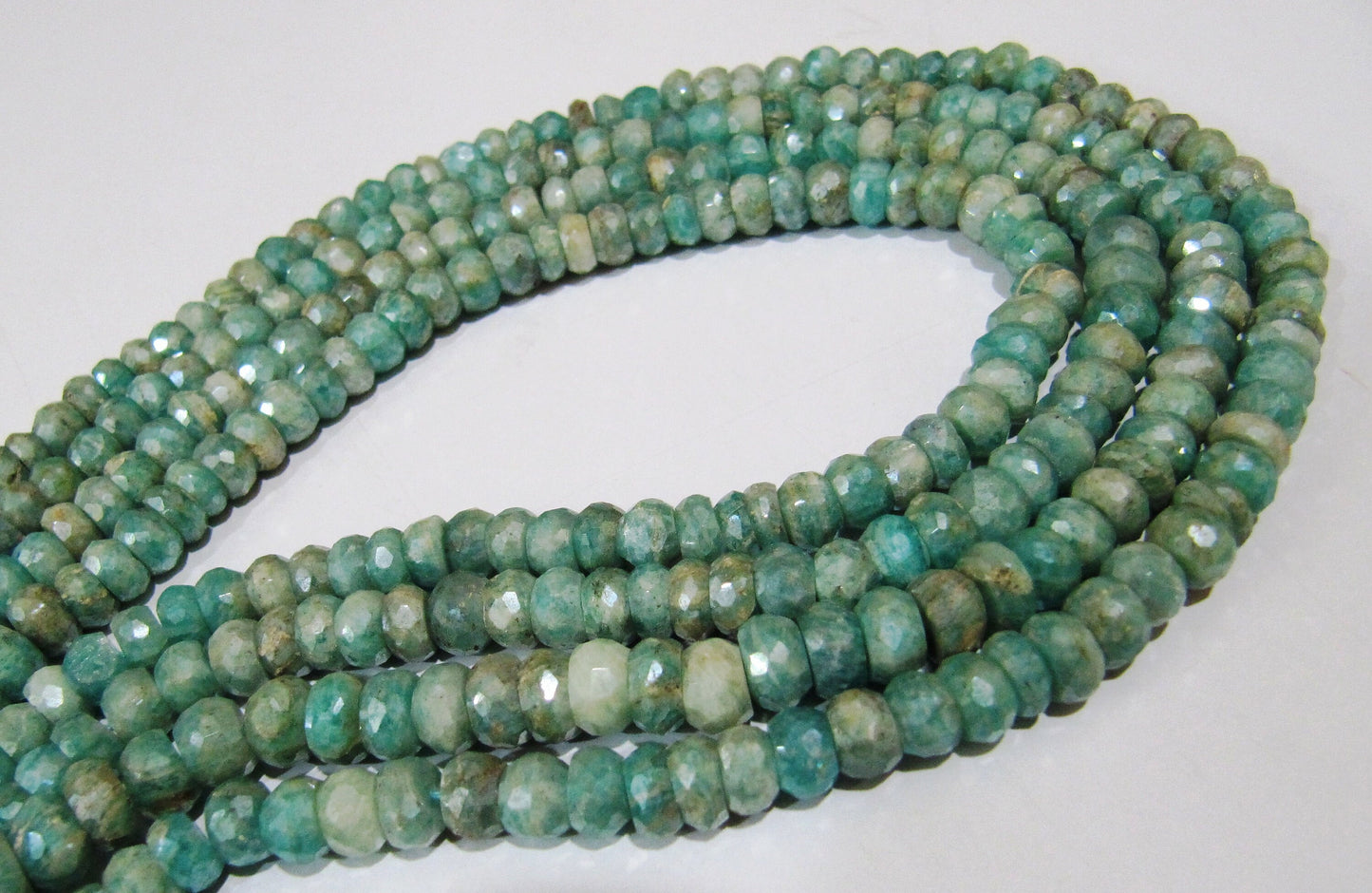 Natural Amazonite Rondelle Faceted  Silver AB Mystic Coated 6-7mm Gemstone Beads Strand 13 inches long High Quality Wholesale Prices