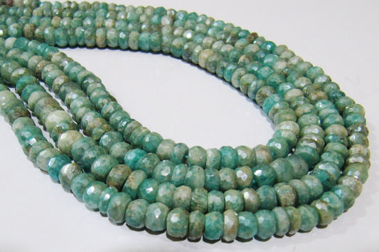 Natural Amazonite Rondelle Faceted  Silver AB Mystic Coated 6-7mm Gemstone Beads Strand 13 inches long High Quality Wholesale Prices