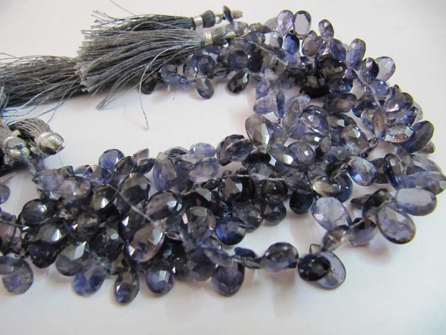 AAA Quality Natural Iolite Faceted Pear Drops Beads, Briolette Beads Side Drilled Size 5x7mm to 8x12mm, Strand length 8 inch,approx 60 beads