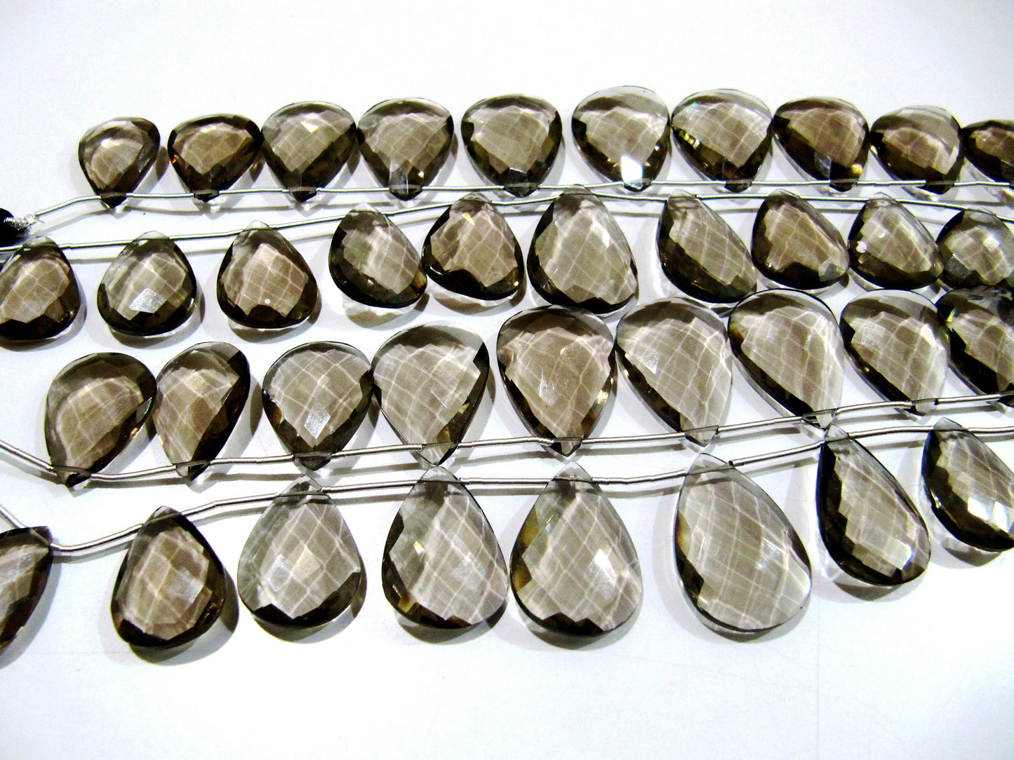 Smoky Hydro Quartz Pear shape Briolette Faceted Beads Size 15x20mm to 18x25mm Beads Strand 8 inches Long Jewelry making quartz beads