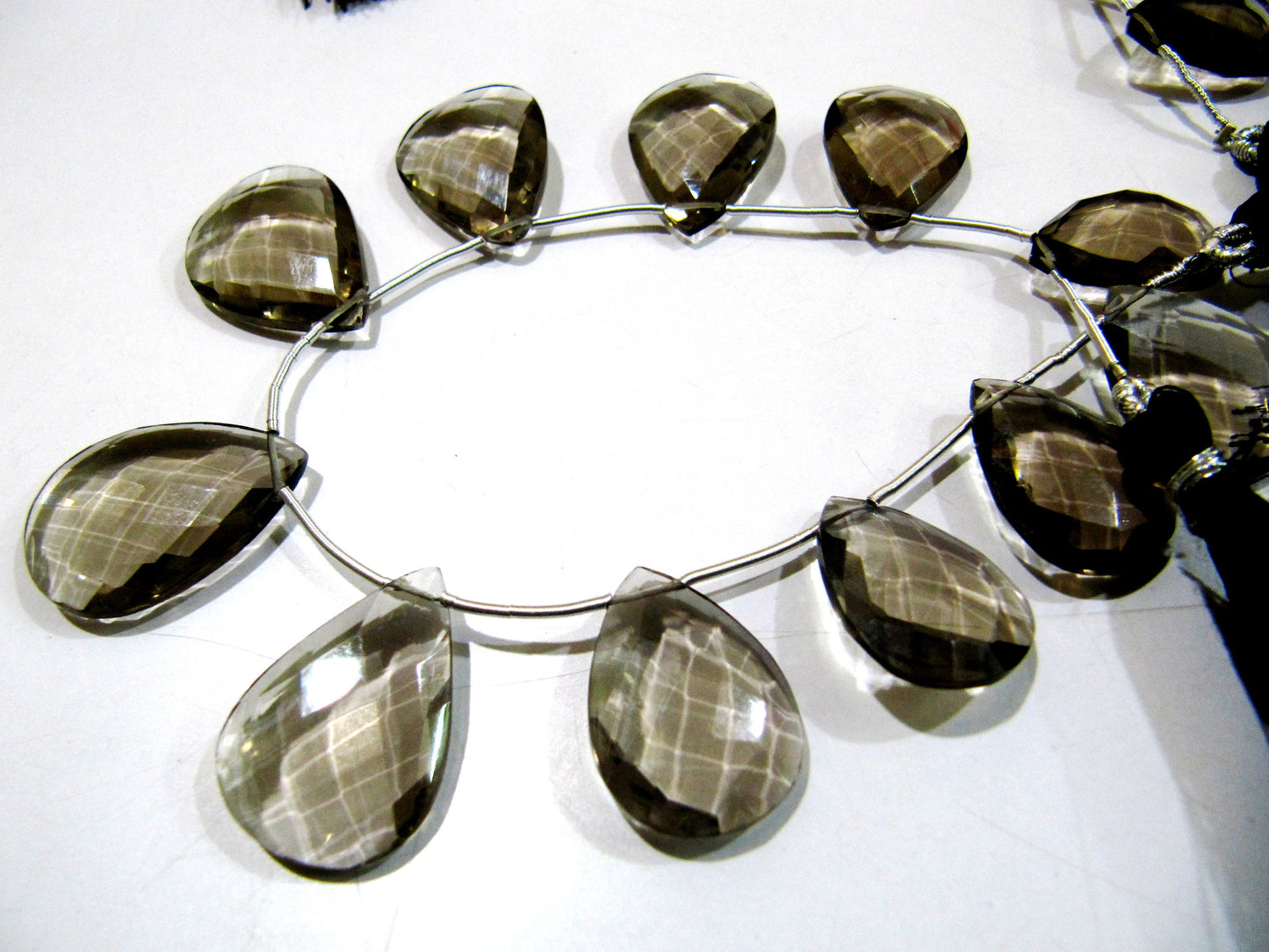 Smoky Hydro Quartz Pear shape Briolette Faceted Beads Size 15x20mm to 18x25mm Beads Strand 8 inches Long Jewelry making quartz beads