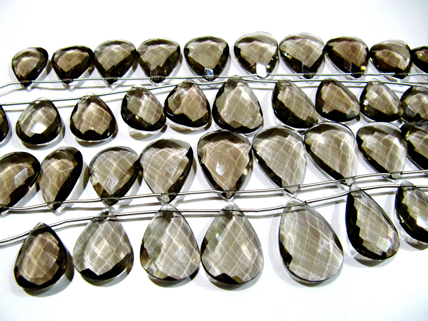 Smoky Hydro Quartz Pear shape Briolette Faceted Beads Size 15x20mm to 18x25mm Beads Strand 8 inches Long Jewelry making quartz beads