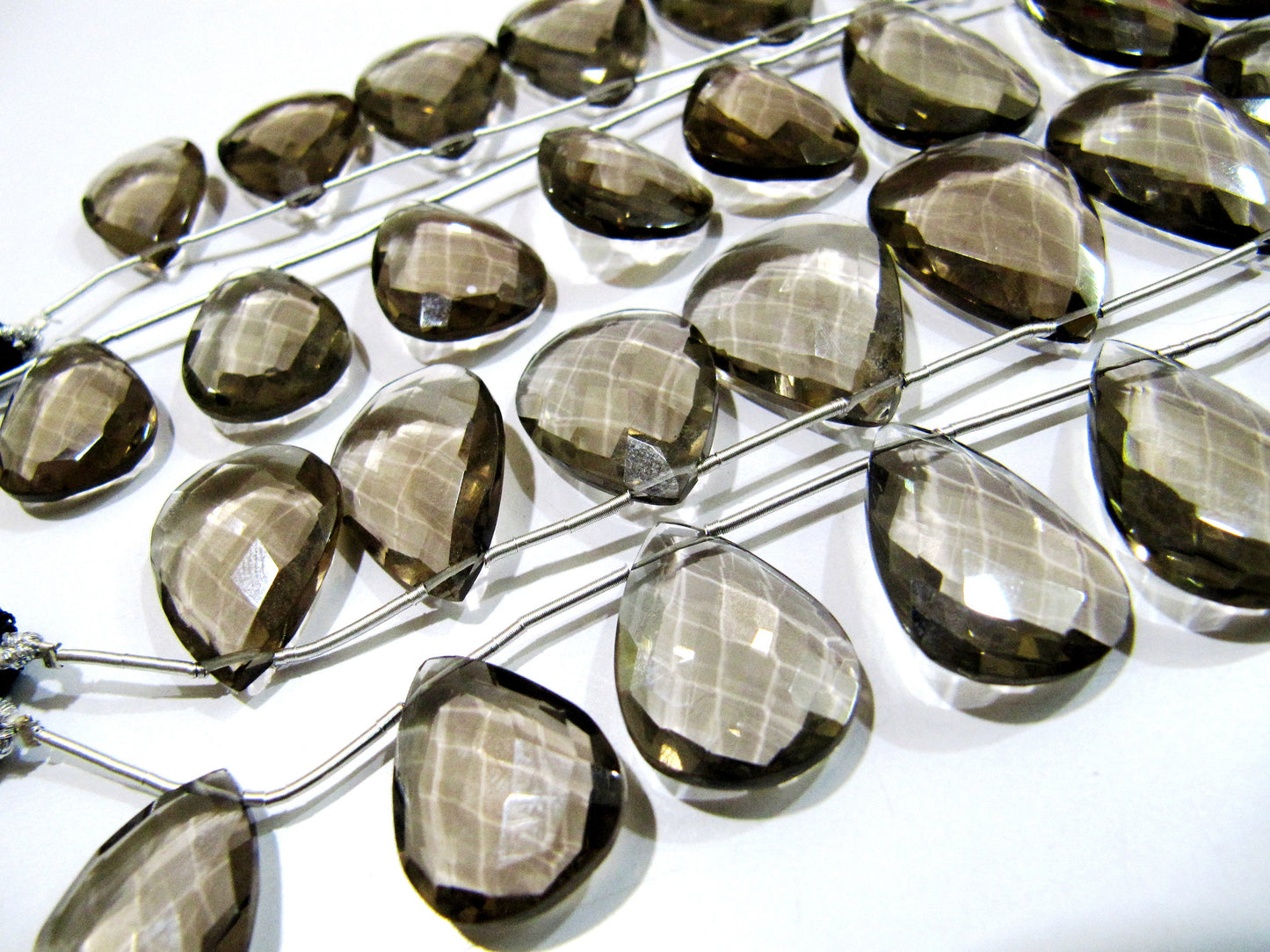 Smoky Hydro Quartz Pear shape Briolette Faceted Beads Size 15x20mm to 18x25mm Beads Strand 8 inches Long Jewelry making quartz beads