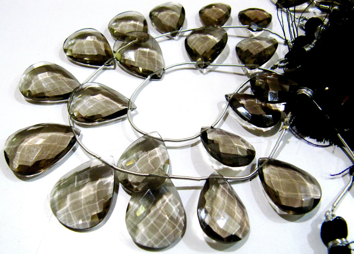 Smoky Hydro Quartz Pear shape Briolette Faceted Beads Size 15x20mm to 18x25mm Beads Strand 8 inches Long Jewelry making quartz beads