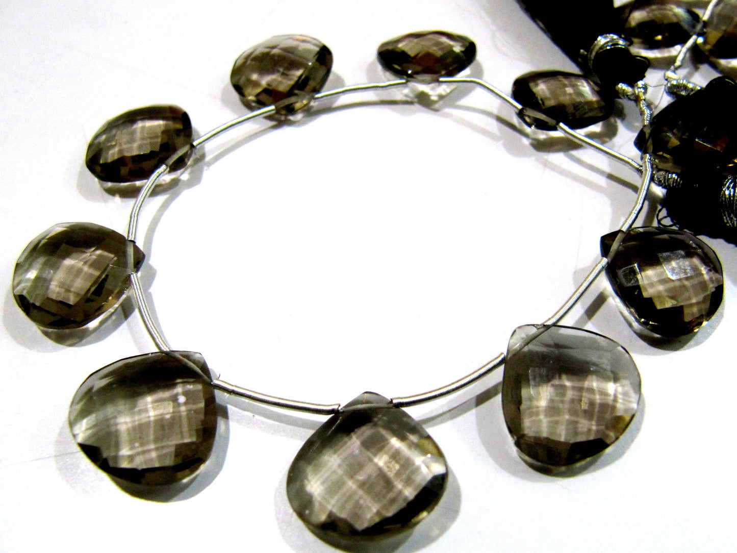 Smoky Quartz Heart shape Briolette Faceted Beads Size 13mm  Beads Strand 8 inches Long Jewelry making Gemstone beads