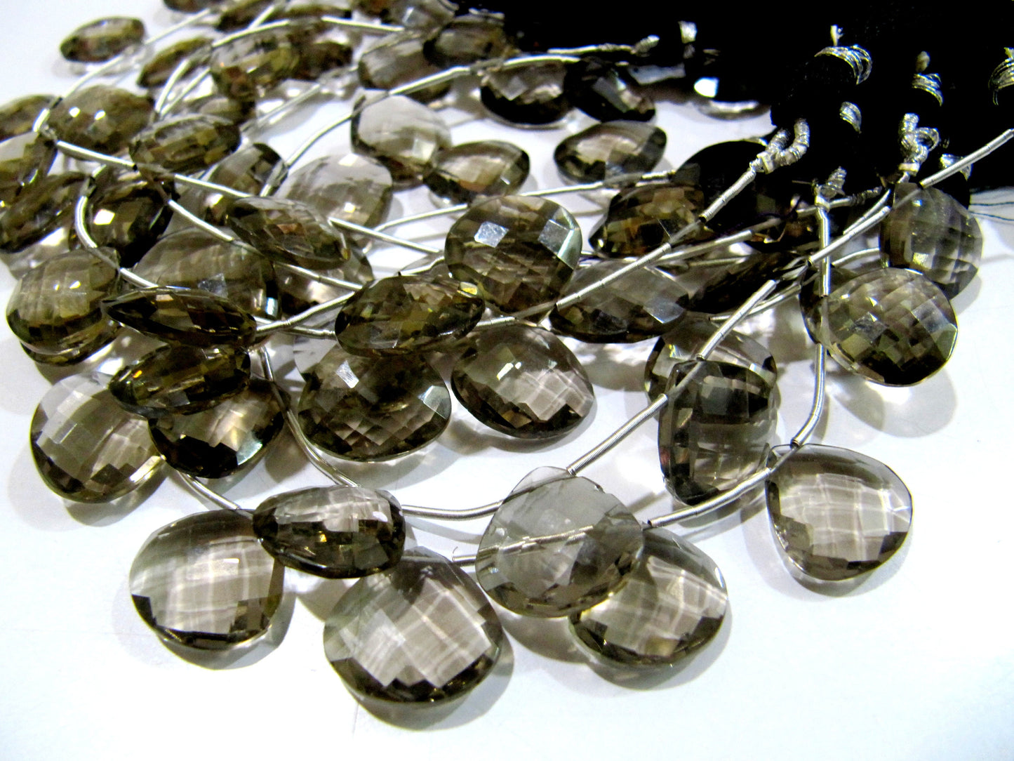 Smoky Quartz Heart shape Briolette Faceted Beads Size 13mm  Beads Strand 8 inches Long Jewelry making Gemstone beads