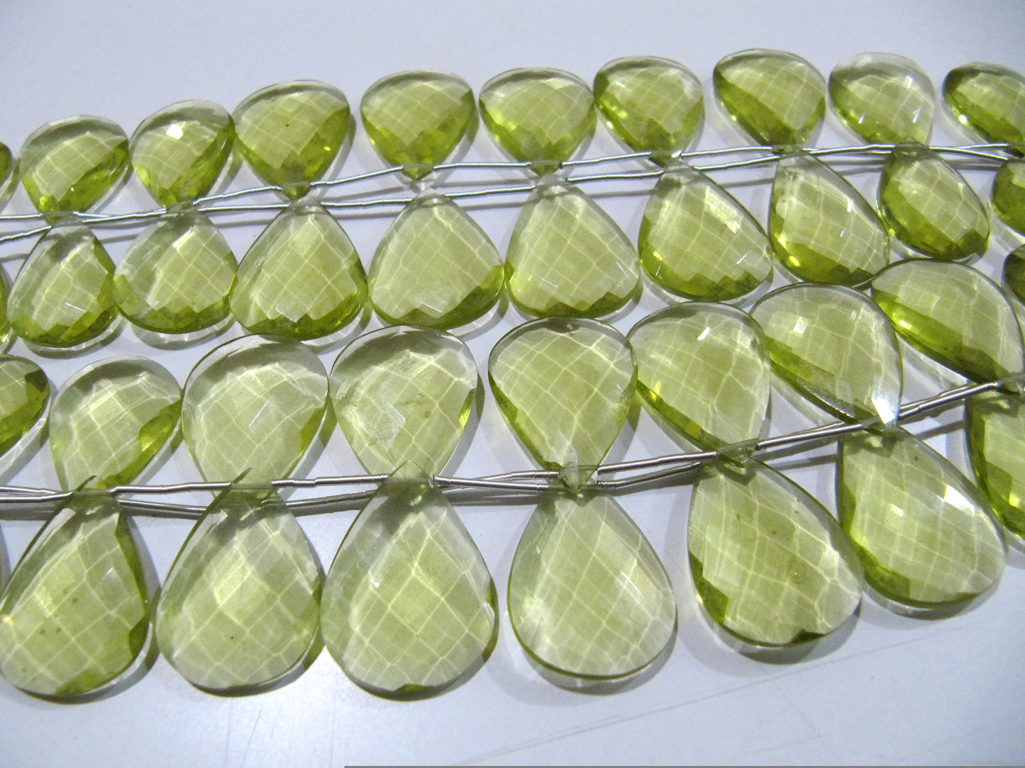 Lemon Hydro Quartz Pear shape Briolette Faceted Beads Size 15x20mm to 18x25mm Beads Strand 8 inches Long Jewelry making Hydro quartz beads