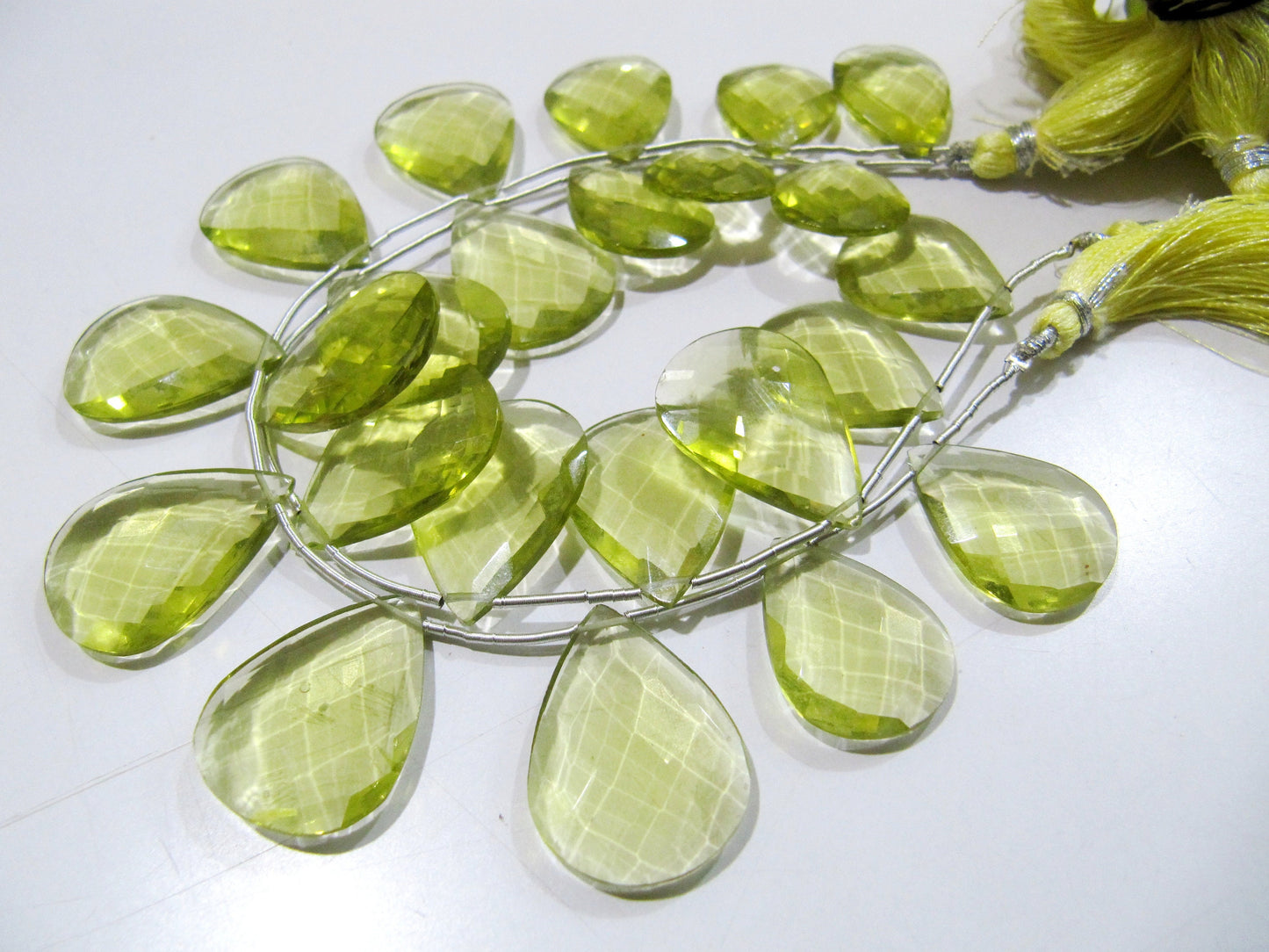 Lemon Hydro Quartz Pear shape Briolette Faceted Beads Size 15x20mm to 18x25mm Beads Strand 8 inches Long Jewelry making Hydro quartz beads