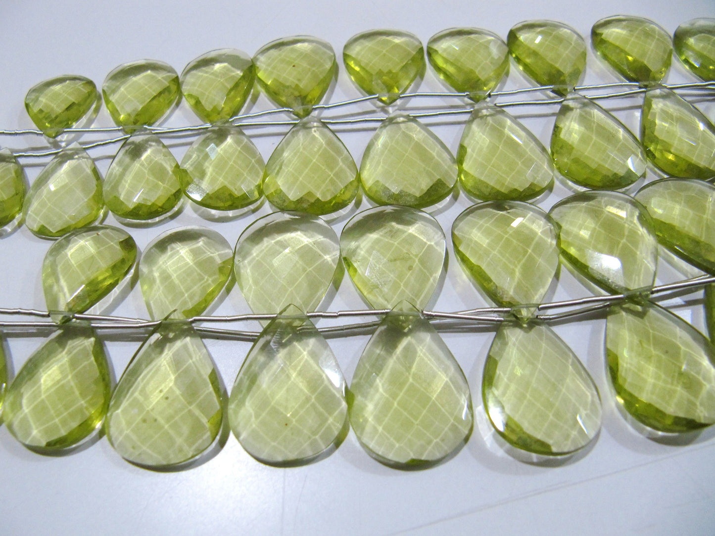 Lemon Hydro Quartz Pear shape Briolette Faceted Beads Size 15x20mm to 18x25mm Beads Strand 8 inches Long Jewelry making Hydro quartz beads