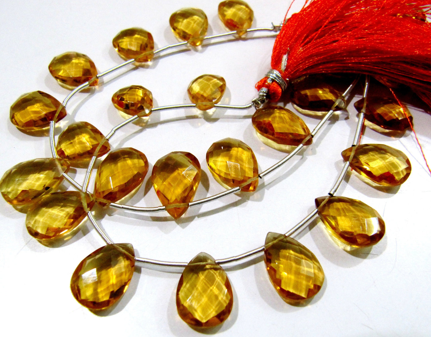Citrine Hydro Quartz Pear shape Briolette Faceted Beads Size 15x20mm to 18x25mm Beads Strand 8 inches Long Jewelry making Hydro quartz beads
