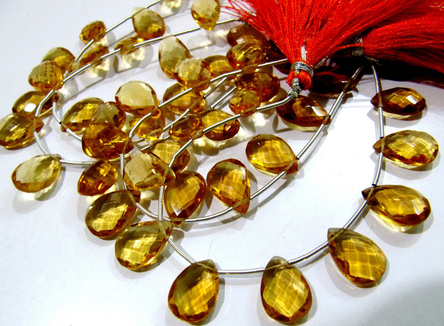 Citrine Hydro Quartz Pear shape Briolette Faceted Beads Size 15x20mm to 18x25mm Beads Strand 8 inches Long Jewelry making Hydro quartz beads