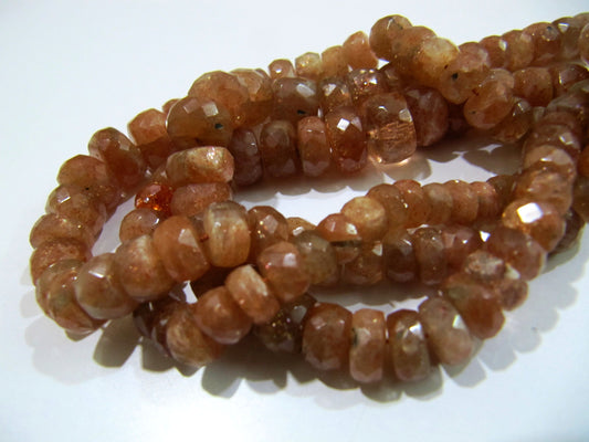 AAA Quality Graduated Natural Sunstone Beads / Rondelle Faceted Sunstone Beads / Size 4.5mm to 11mm Strand 16 inch long Birth Stone Beads
