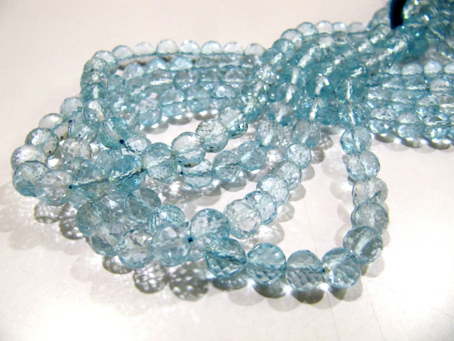 Super Fine Quality Natural Blue Topaz Faceted Round Beads  Genuine Blue Topaz Gemstone Beads 5-6mm Size BT Gemstone  Strand 5 inch long