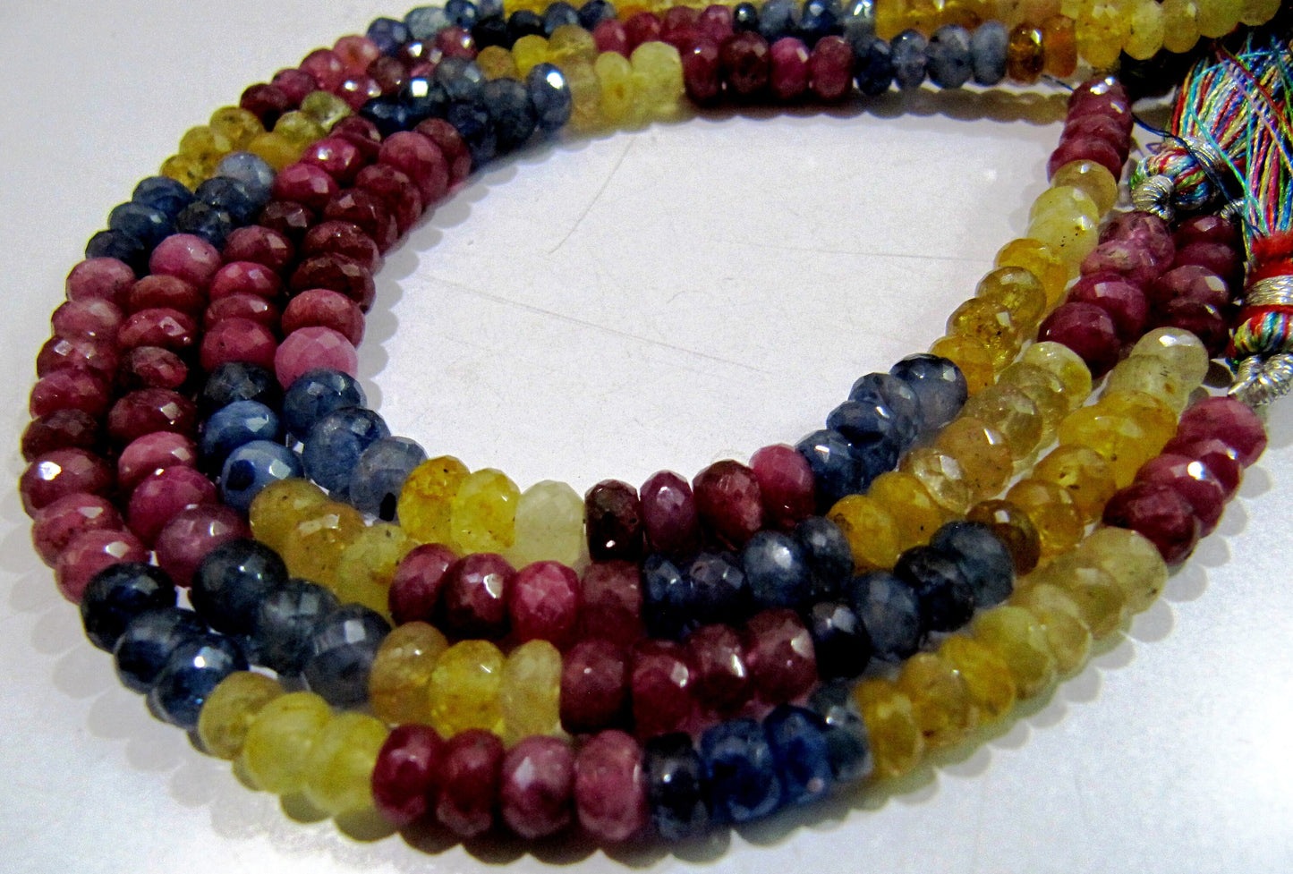 AAA Quality Natural Multi Sapphire Beads Rondelle Faceted Multi Sapphire Beads Size 5 to 7mm Strand 8" long Micro Faceted Precious Beads