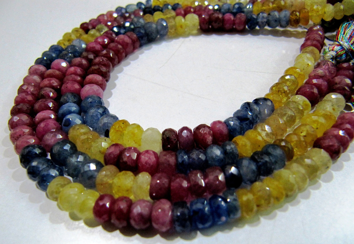 AAA Quality Natural Multi Sapphire Beads Rondelle Faceted Multi Sapphire Beads Size 5 to 7mm Strand 8" long Micro Faceted Precious Beads
