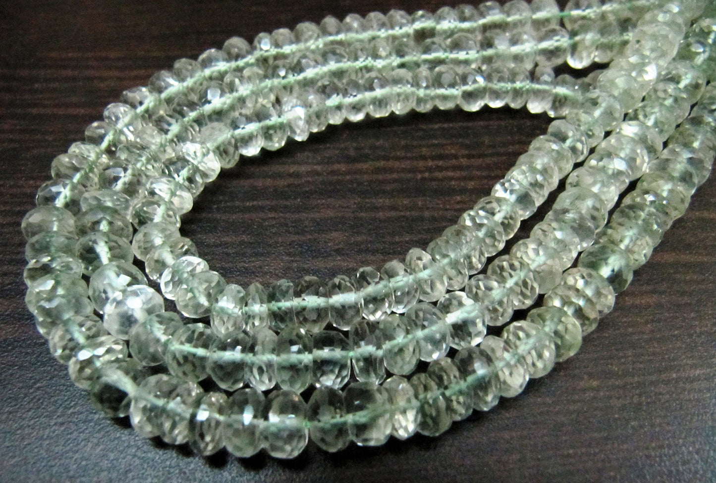 Natural Green Amethyst Rondelle Faceted Beads / Best Quality 6-8 mm Size Green Amethyst Beads / Strand 8 inches long Graduated Beads