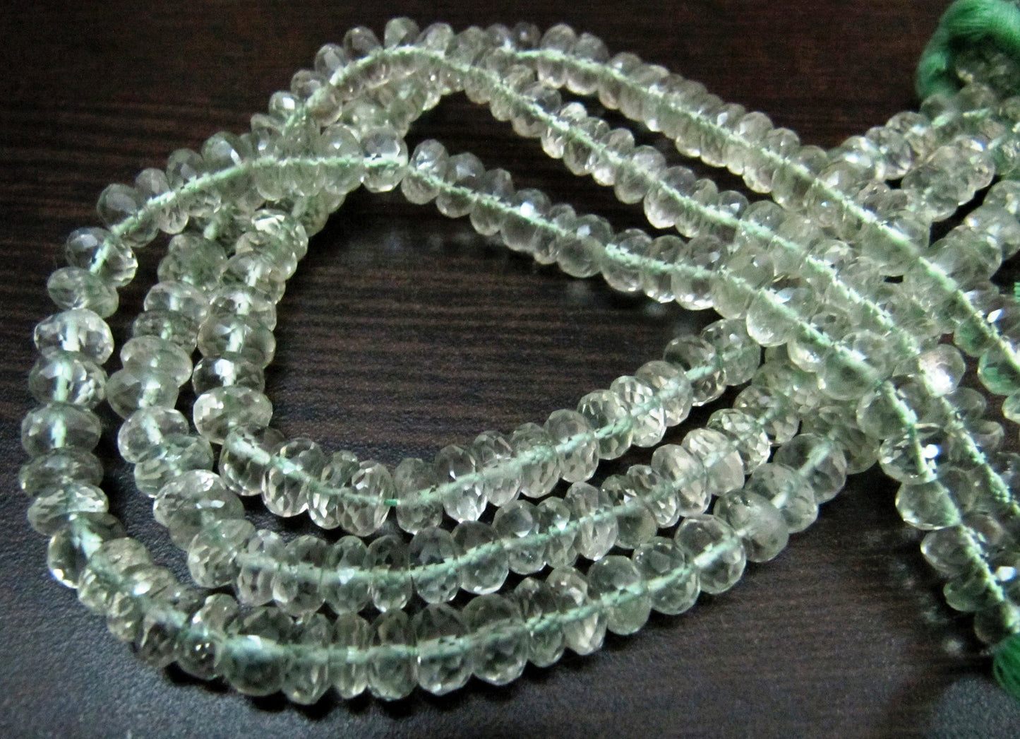 Natural Green Amethyst Rondelle Faceted Beads / Best Quality 6-8 mm Size Green Amethyst Beads / Strand 8 inches long Graduated Beads