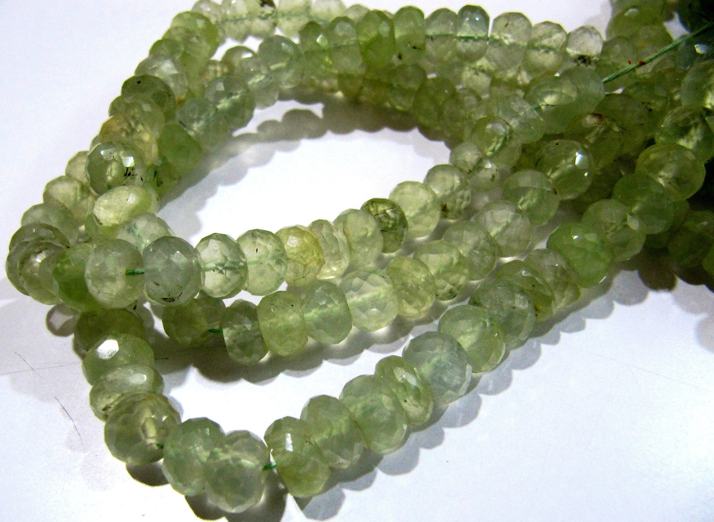 Natural Prehnite Rondelle Faceted Beads 10 mm Size Genuine Prehnite Beads Strand 10 inches long Wholesale Prices Jewelry making bead