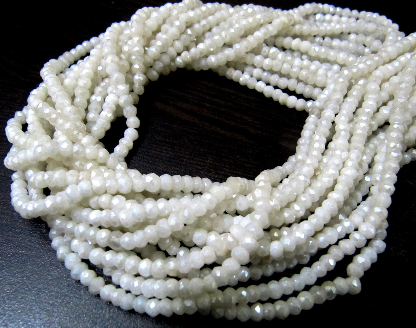 Natural White Silverite 3- 4mm AB Coated Beads Strand 13 inch long Mystic Coated Silverite Beads Wholesale Prices Jewelry making gemstone
