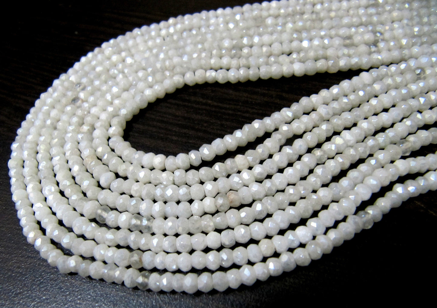 Natural White Silverite 3- 4mm AB Coated Beads Strand 13 inch long Mystic Coated Silverite Beads Wholesale Prices Jewelry making gemstone