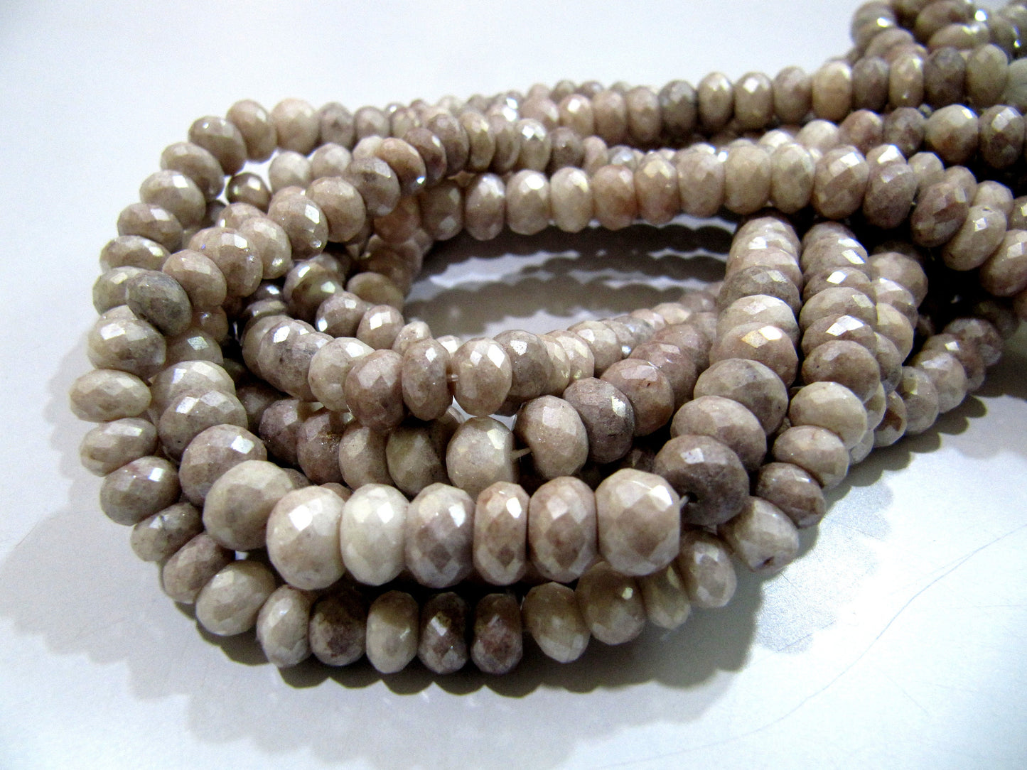 Natural Grey Silverite Beads Rondelle Faceted Silverite Chalcedony Beads Size 7-8mm Strand 8 inches Long