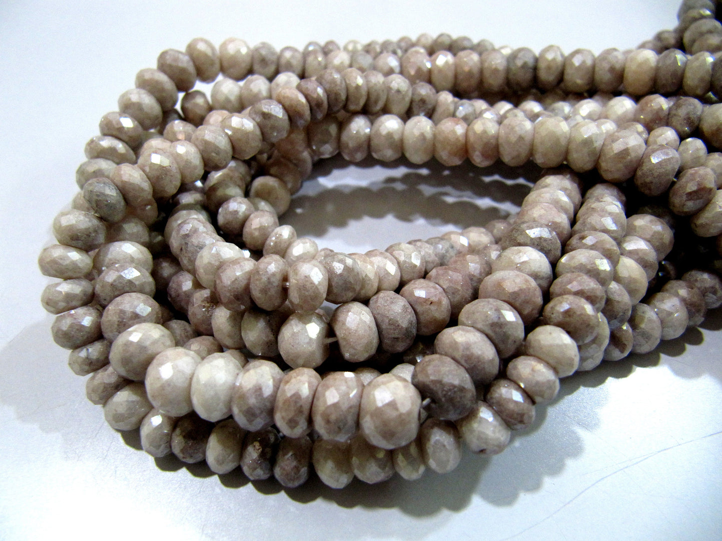 Natural Grey Silverite Beads Rondelle Faceted Silverite Chalcedony Beads Size 7-8mm Strand 8 inches Long