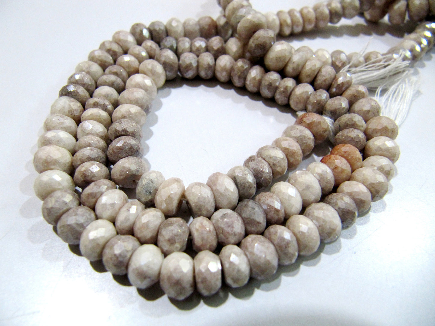 Natural Grey Silverite Beads Rondelle Faceted Silverite Chalcedony Beads Size 7-8mm Strand 8 inches Long